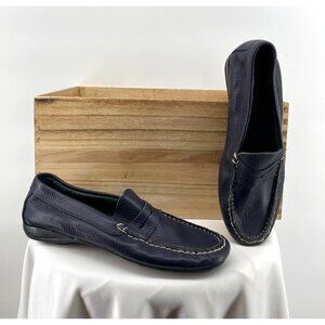 L'Artigiano Sorrentino Navy Blue Leather Loafers 37